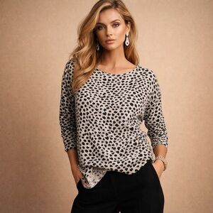 Philosophy Black and Grey Patterned Long Sleeve Top Size L